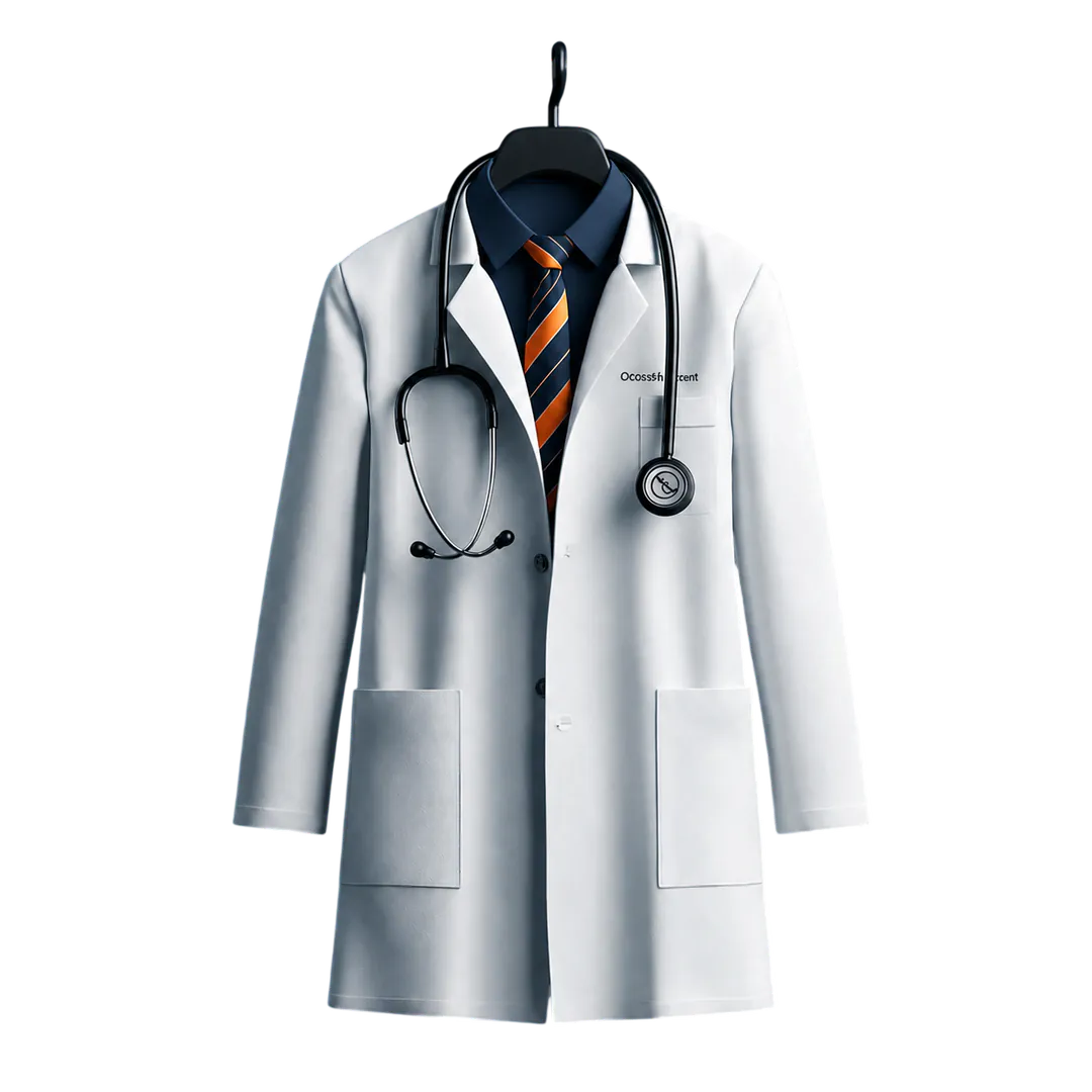 Médico em jaleco simbolizando o cuidado profissional